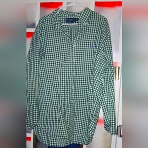 Ralph Lauren Green Checkered Shirt In VG+ Sz Big & Tall XXL